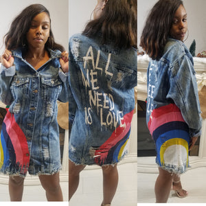 Distressed Love Denim Jacket